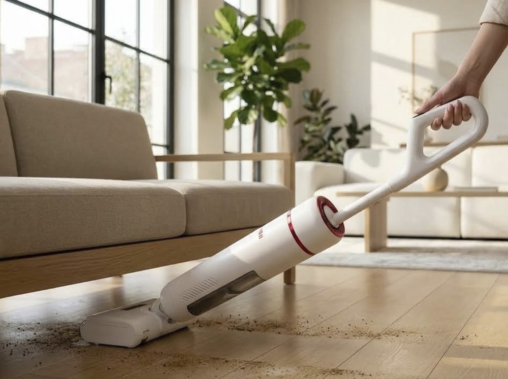 Osoji M450 reclinada en ángulo bajo un mueble o cama
